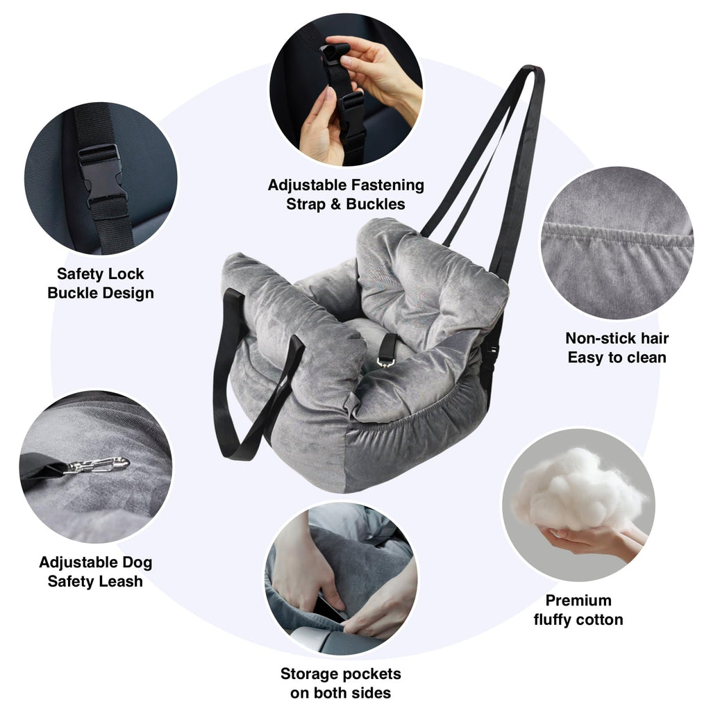 Gray Pet Car Booster Seat for Small Dogs up to 25 lbs F24795