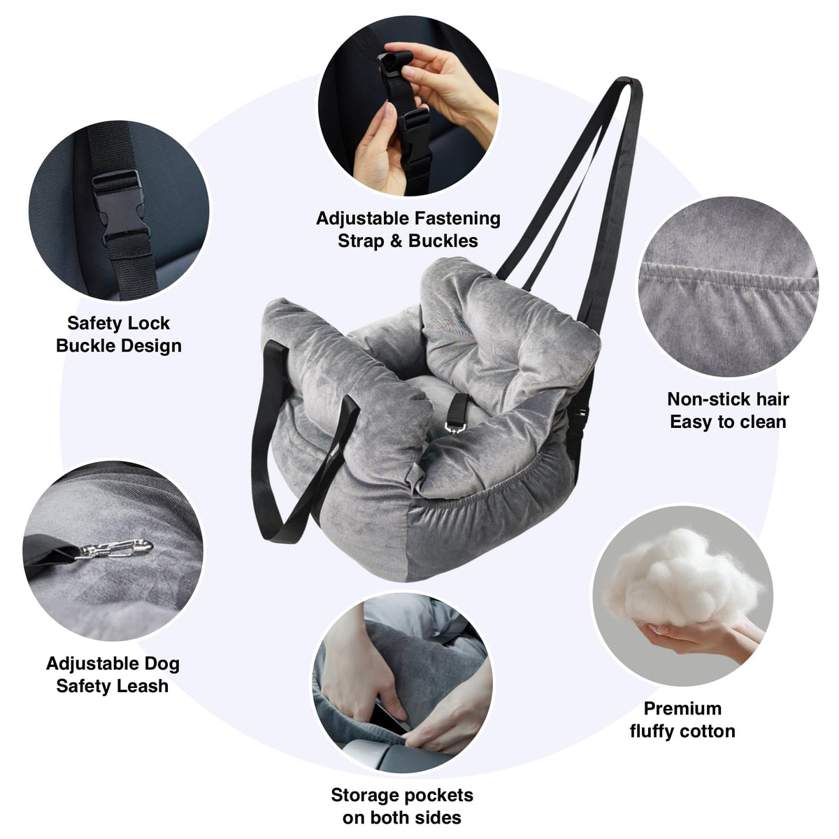 Gray Pet Car Booster Seat for Small Dogs up to 25 lbs F24795
