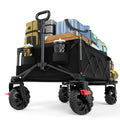 26" Extra Wide All Terrain Folding Wagon with Big Wheels, Cargo Net & Tailgate, 400lbs Heavy Duty Collapsible Cart, Black V764