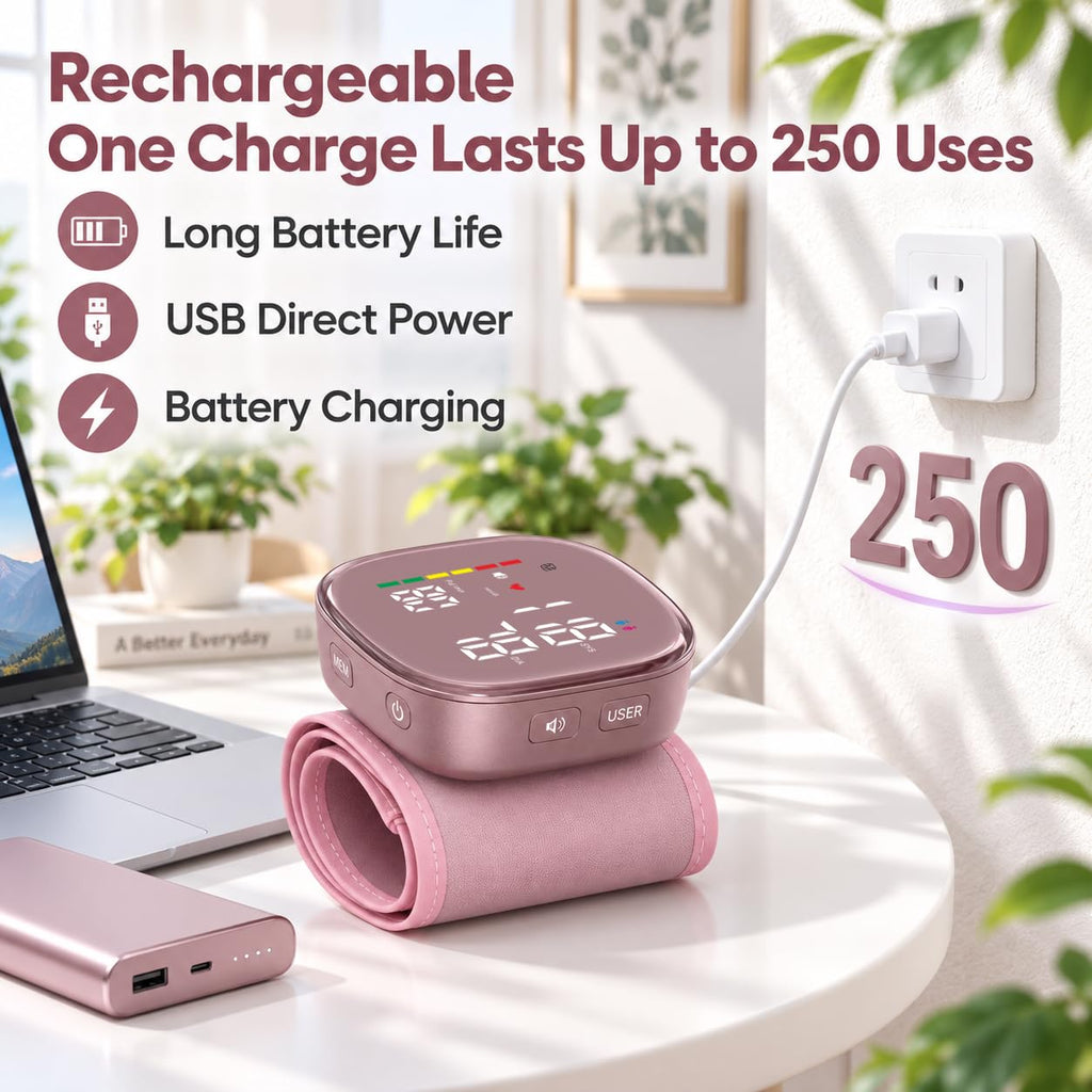 Pink Rechargeable Wrist Blood Pressure Monitor M408766