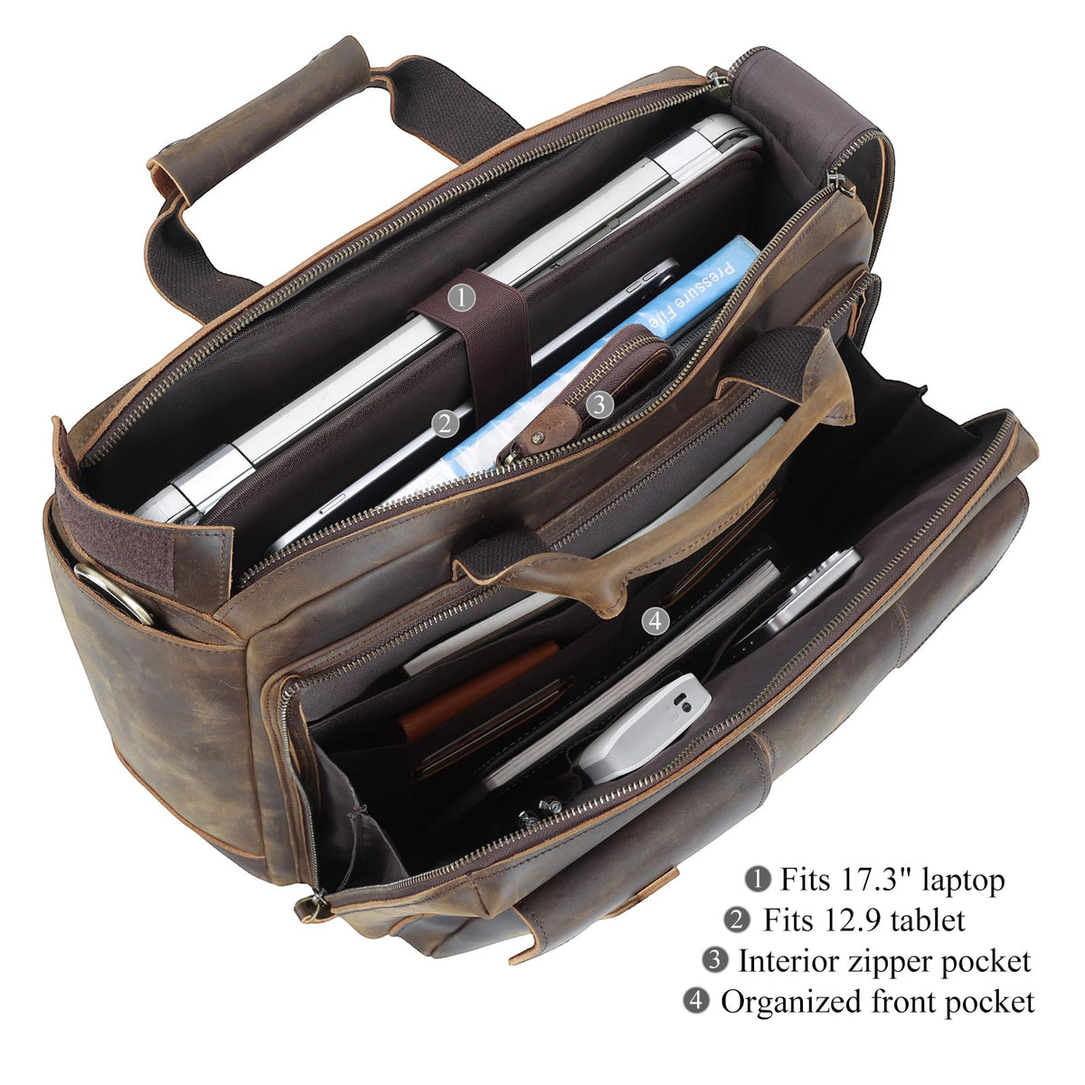 Leather 17.3" Laptop Briefcase U467080