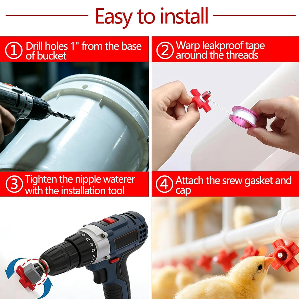12 Pcs Leakproof Poultry Watering System I716
