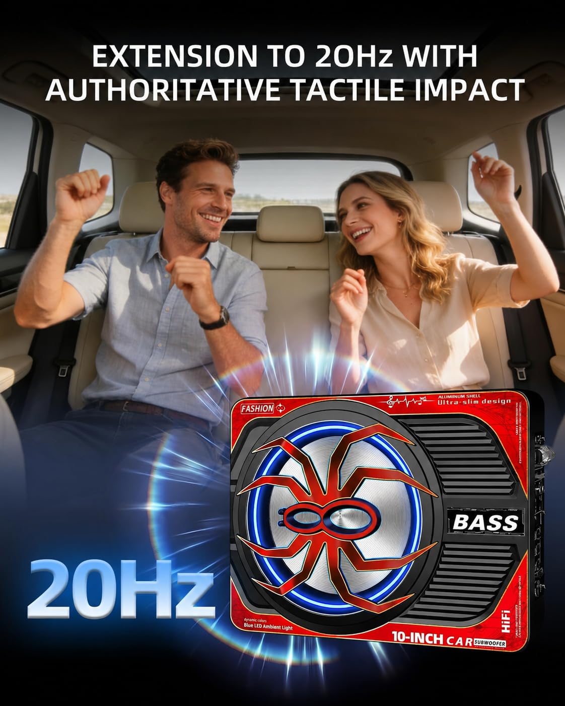 2000W 10 Inch Underseat Car Subwoofer and Amp Package L6633