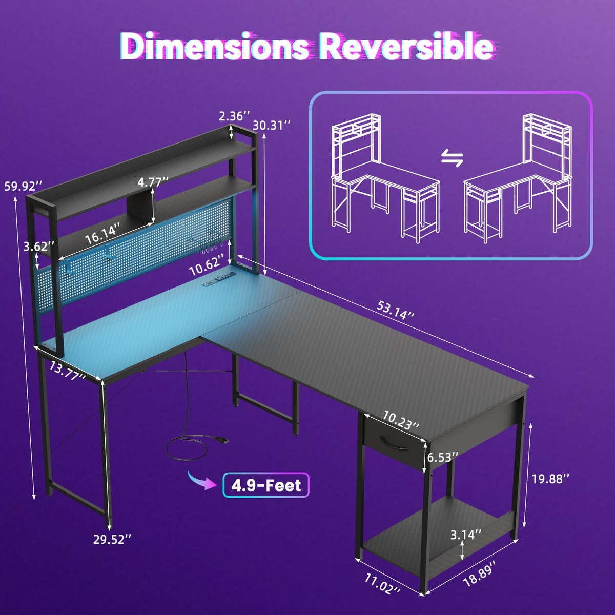 L Shaped Gaming Desk with Hutch X22470