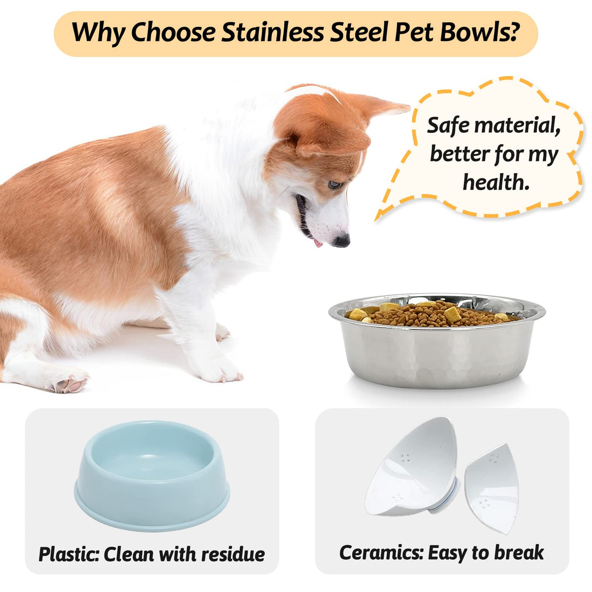 3 Pack Stainless Steel Cat Bowls G58596