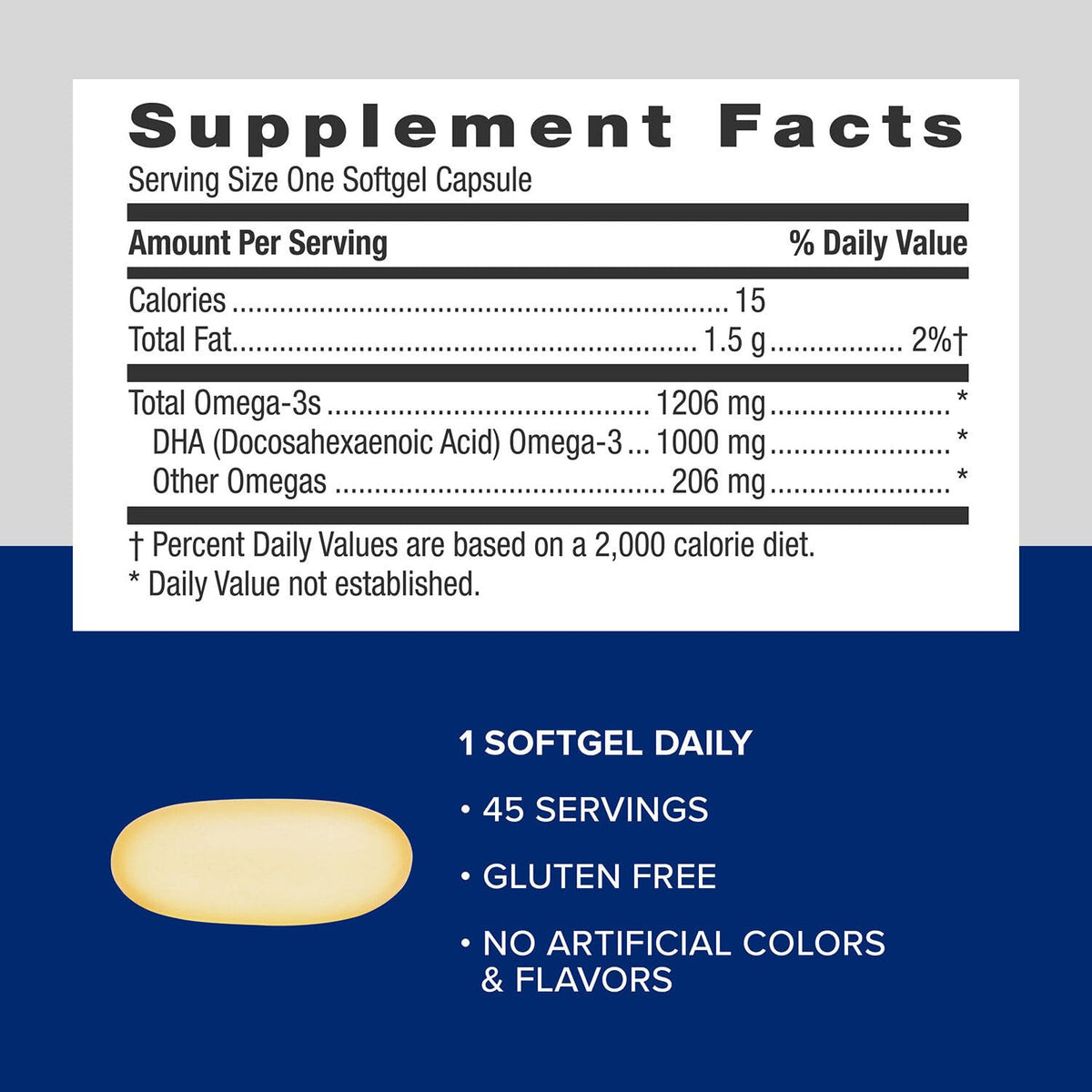 DHA 1000 Omega 3 Supplement 45 Softgels B5822