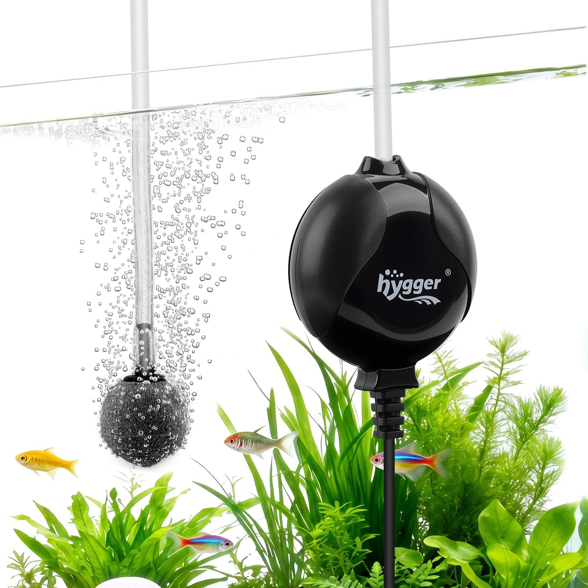 Quiet Mini Aquarium Air Pump 1.5 Watt with Air Stone Black U74311