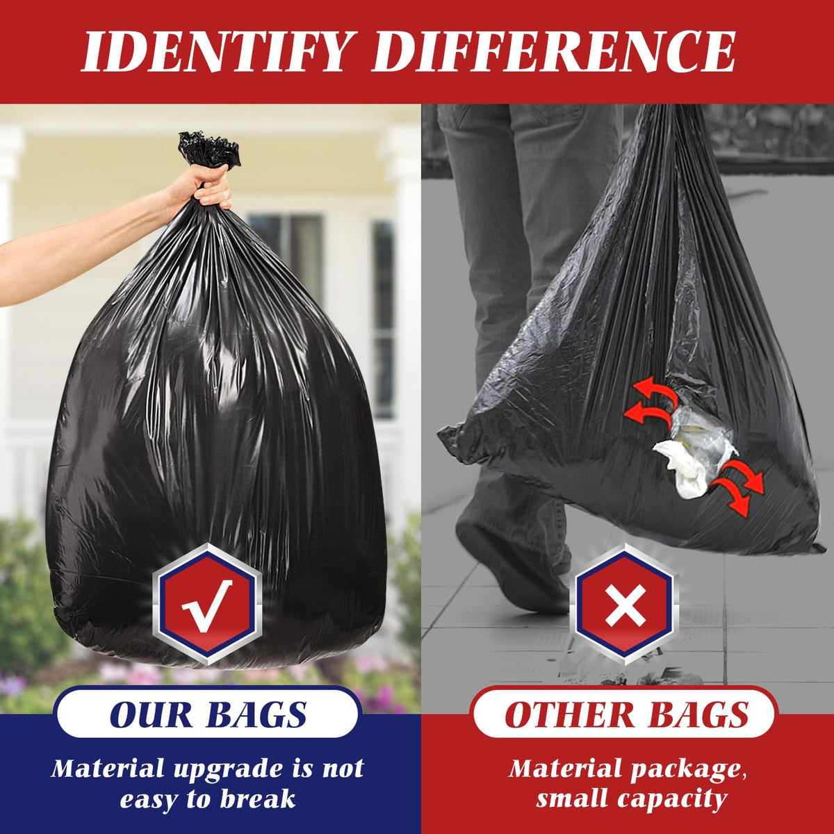 Black 40-45 Gallon Trash Bags 100 Count T865