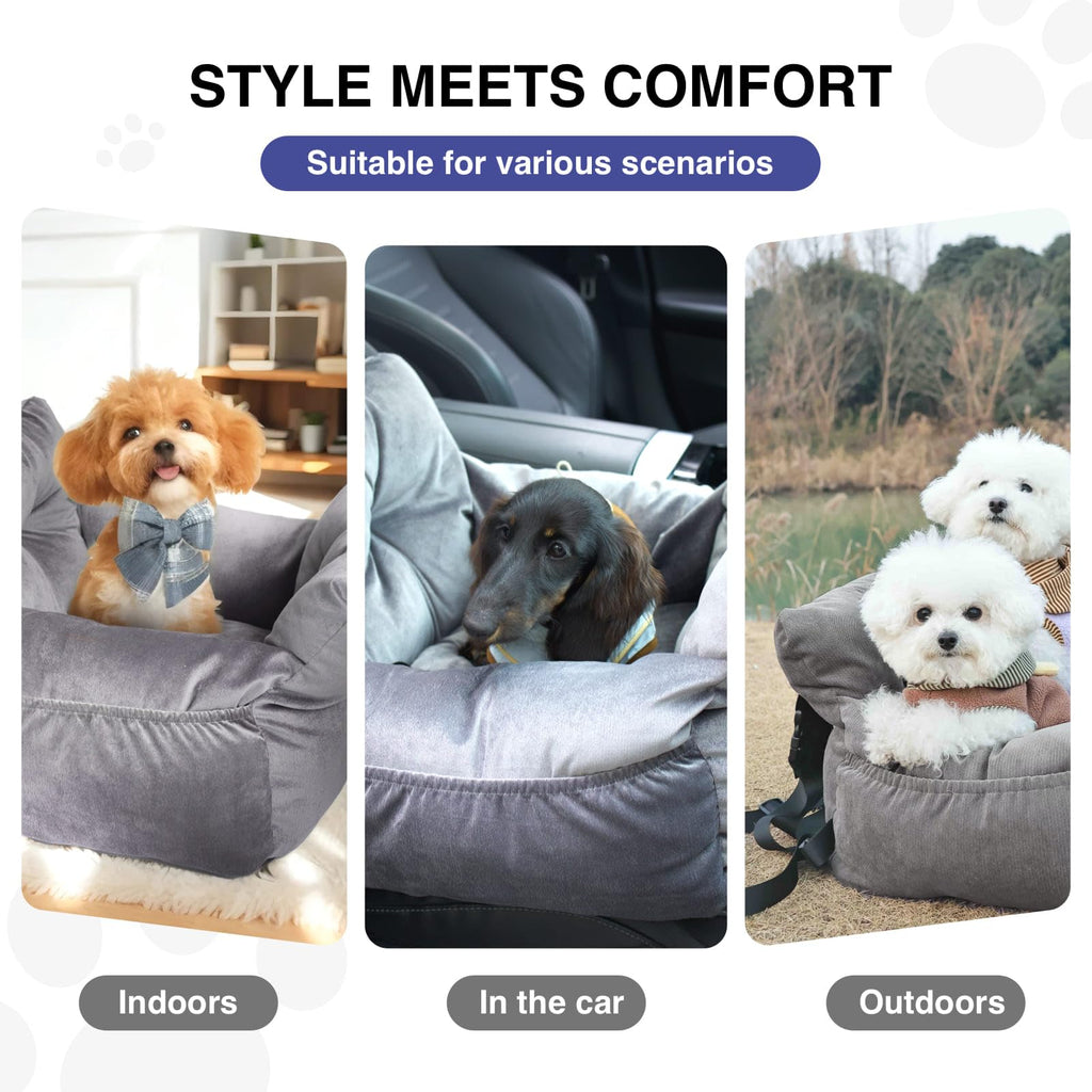 Gray Pet Car Booster Seat for Small Dogs up to 25 lbs F24795