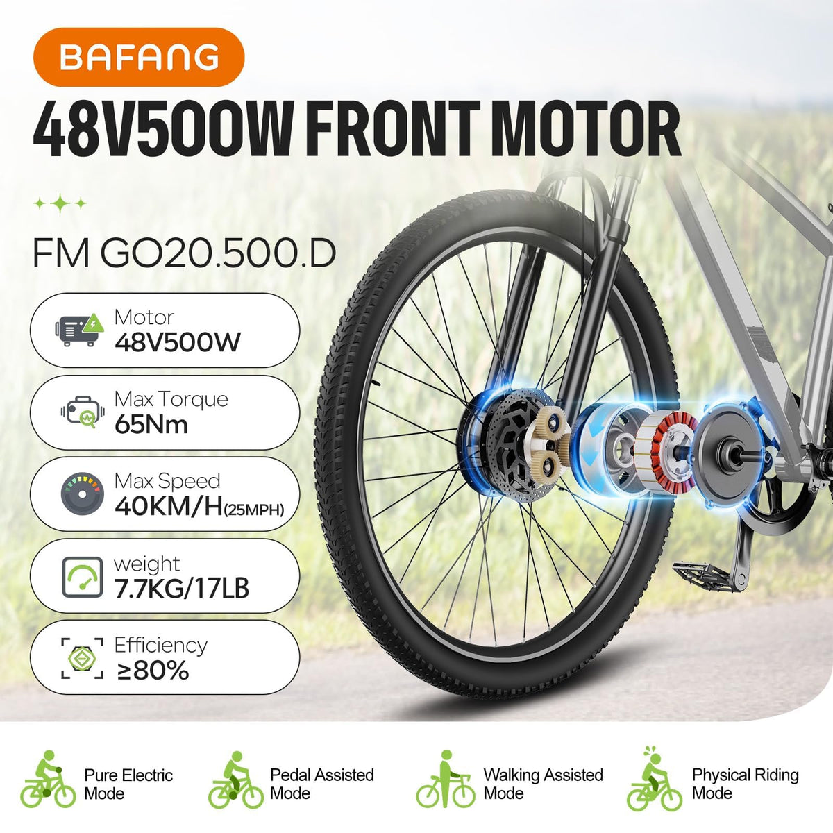 48V 500W Front Hub Motor Ebike Conversion Kit P65514
