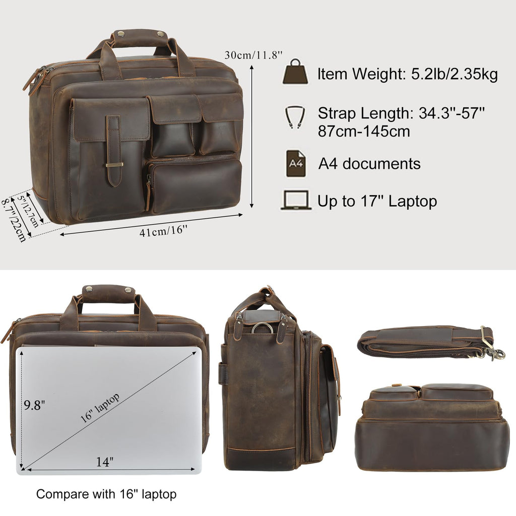 Leather 17.3" Laptop Briefcase U467080