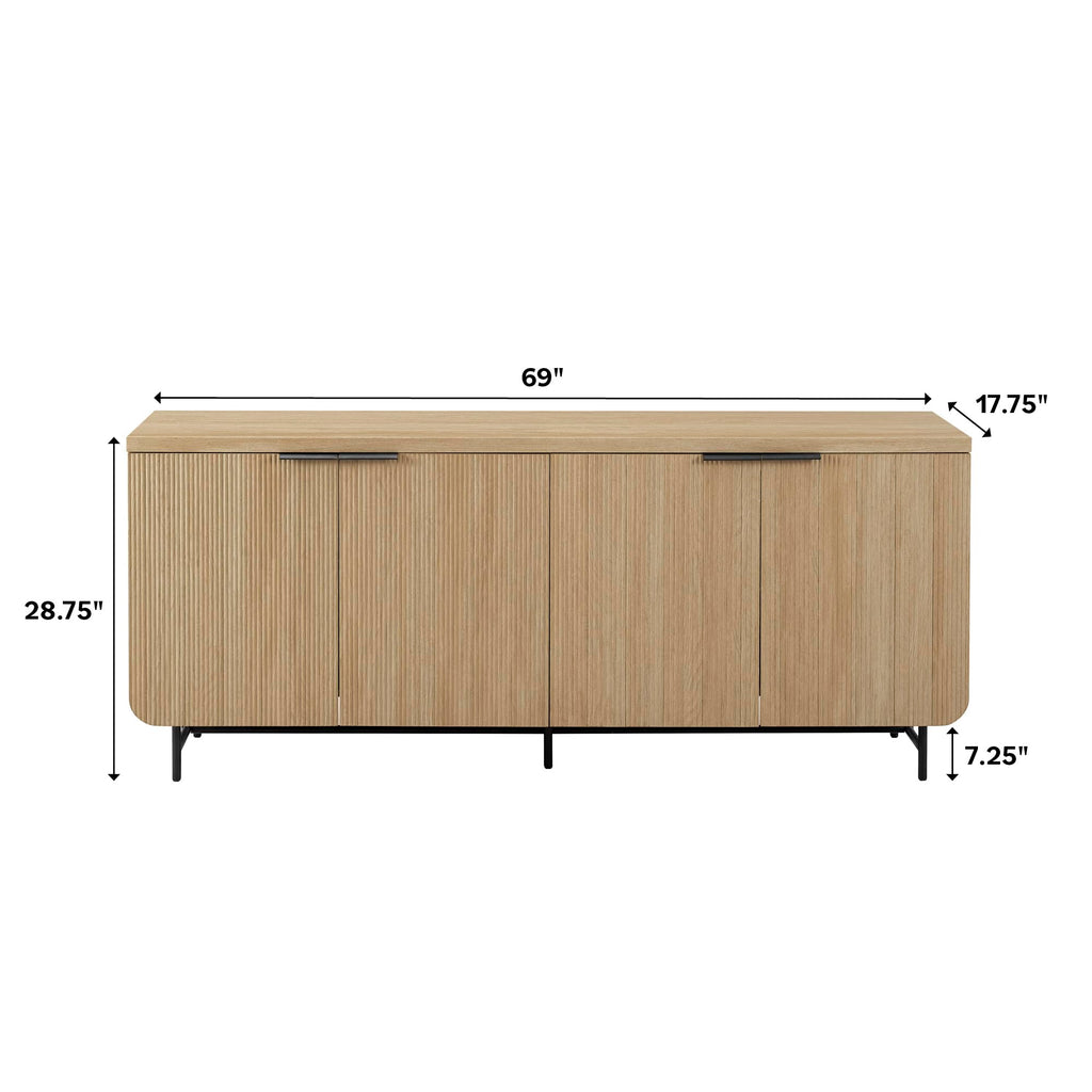 69 Inch Coastal Oak Sideboard Buffet Z9181