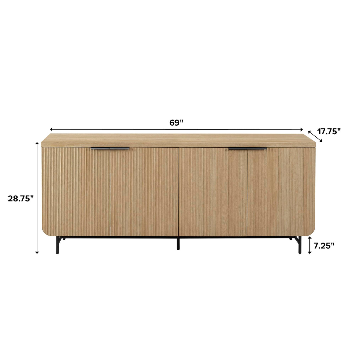 69 Inch Coastal Oak Sideboard Buffet Z9181