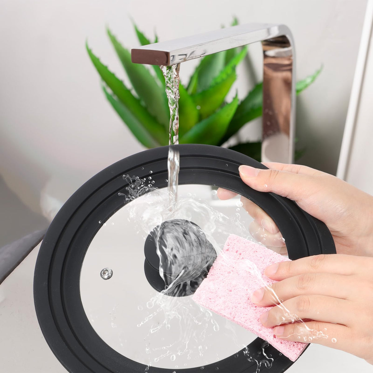 3 Pc Tempered Glass Pot Lids with Silicone Rim Y958