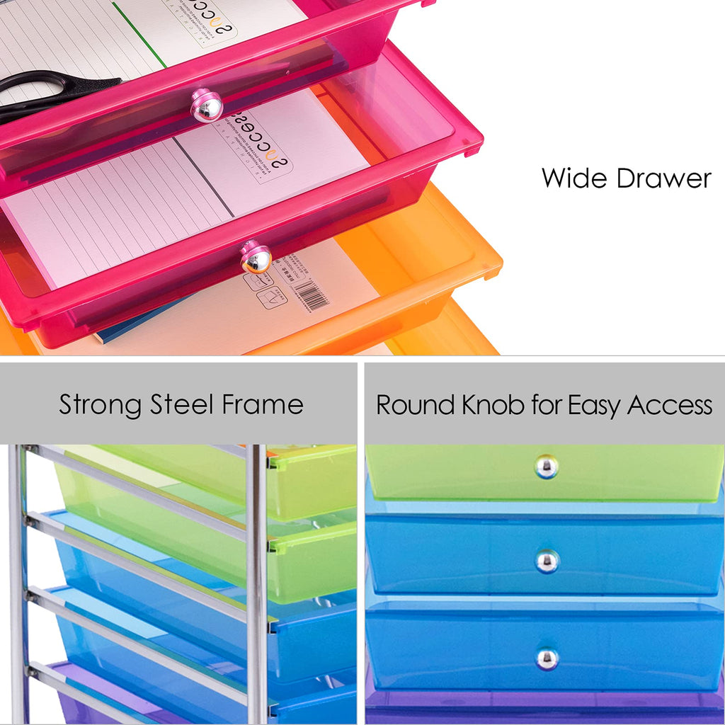 10 Drawer Rolling Storage Cart with Lockable Wheels W914