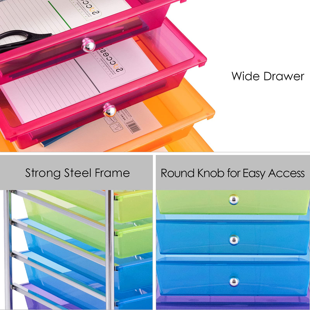 10 Drawer Rolling Storage Cart with Lockable Wheels W914