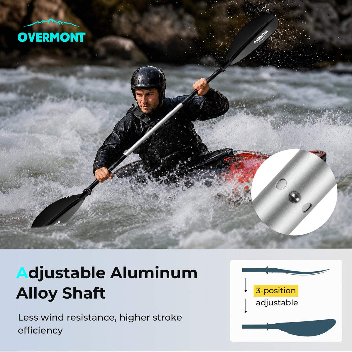 Heavy Duty Aluminum Alloy Kayak Paddles with Leash O287751
