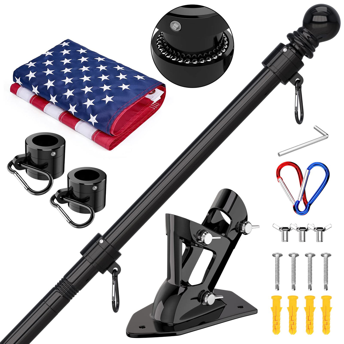 5FT Stainless Steel Flag Pole with Holder H341