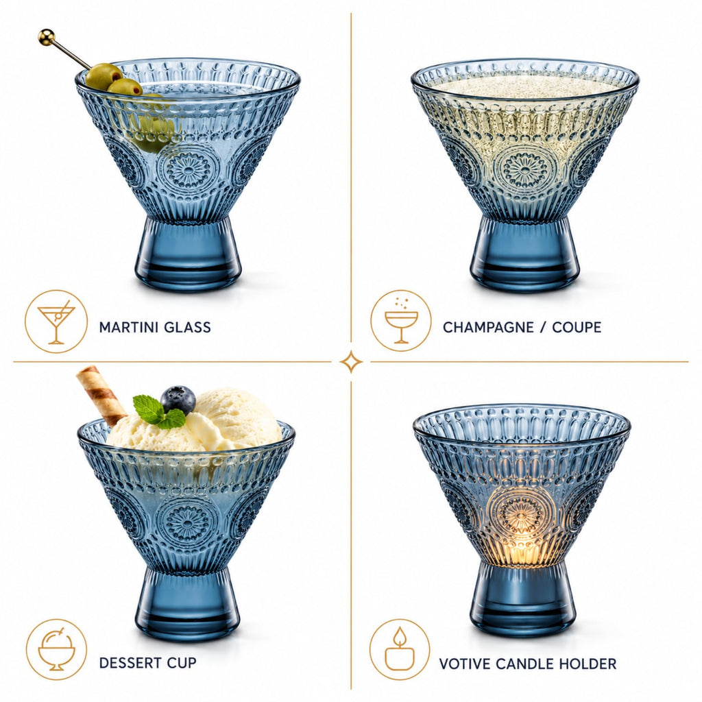 Stemless Martini & Cocktail Glasses Set of 6 X616217