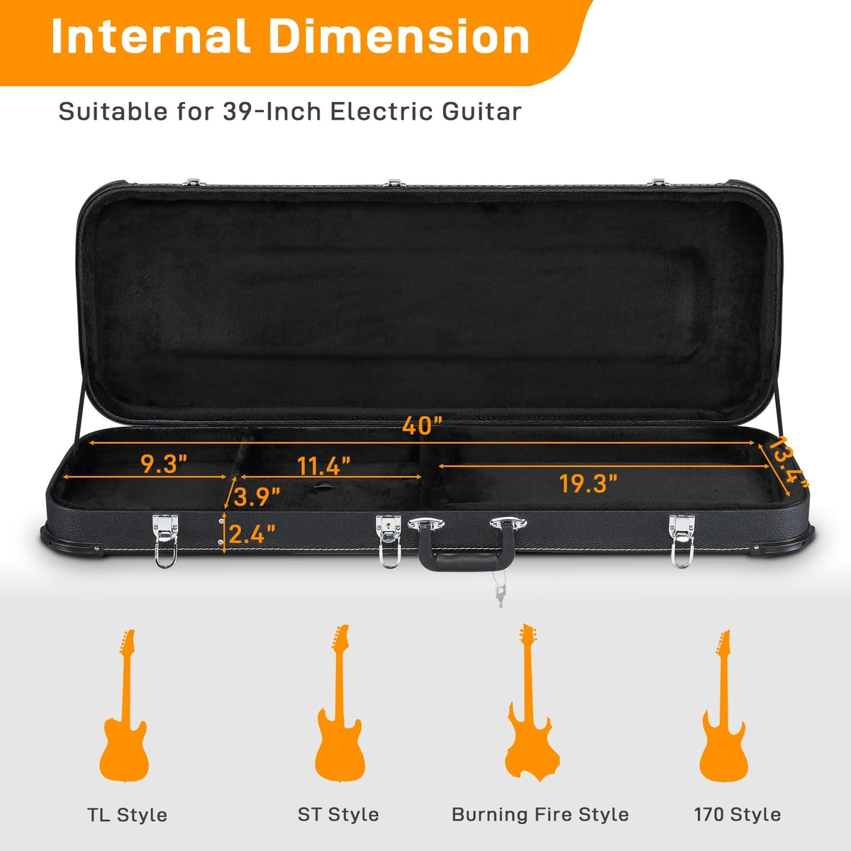 Black Electric Guitar Hard Case V946648