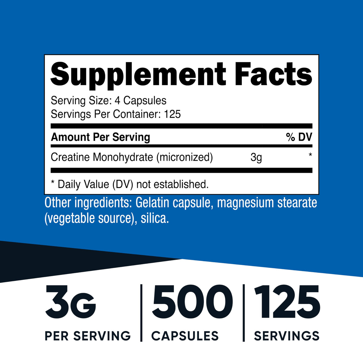 Micronized Creatine Monohydrate 3,000mg 500 Capsules Y182431
