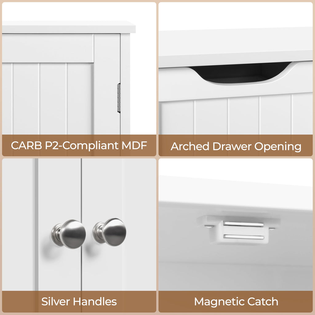 White 4 Drawer 2 Door Bathroom Storage Cabinet Y799134