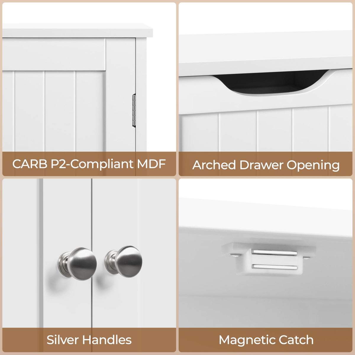 White 4 Drawer 2 Door Bathroom Storage Cabinet Y799134