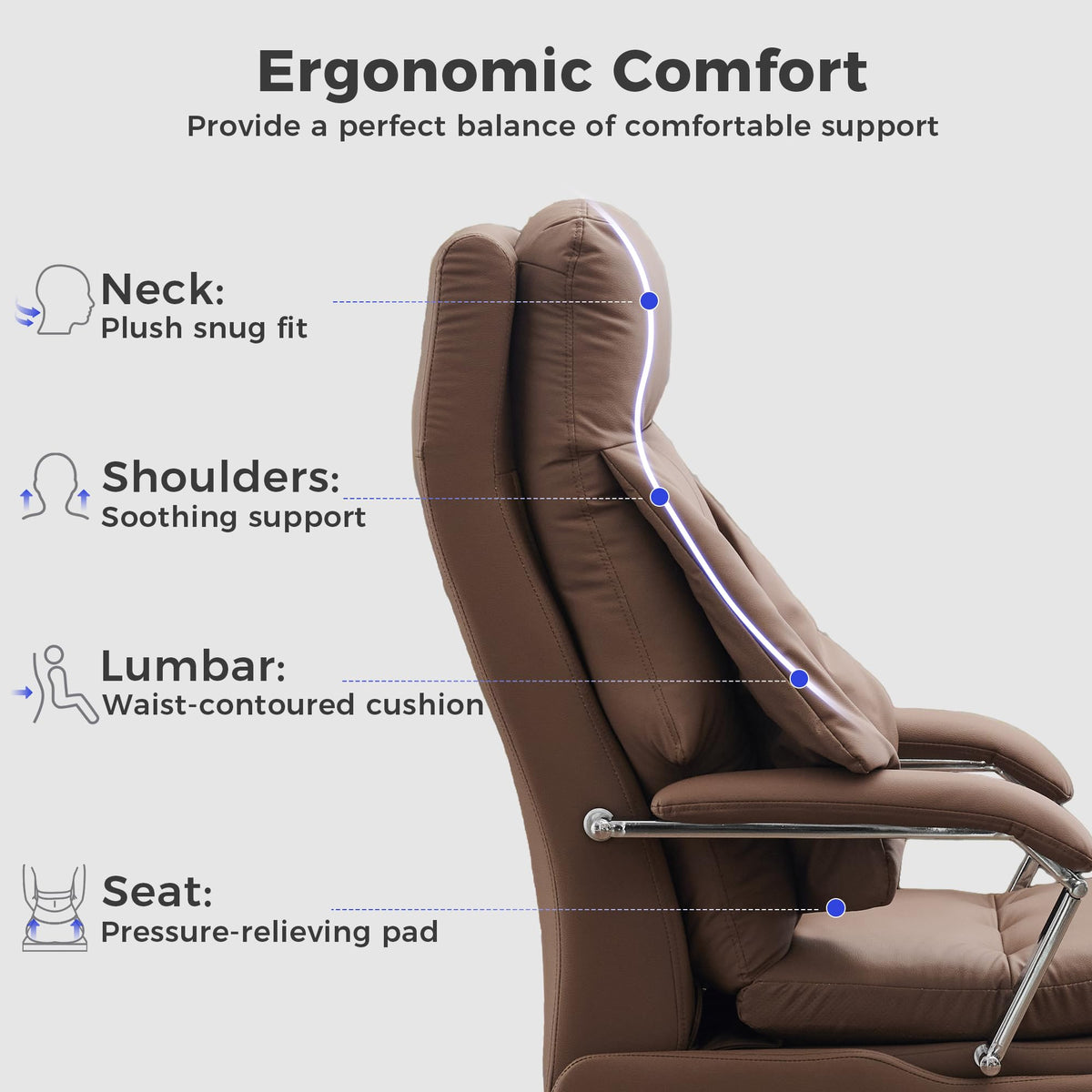 Brown PU Leather Recliner Chair with Footrest 400LBS M100473