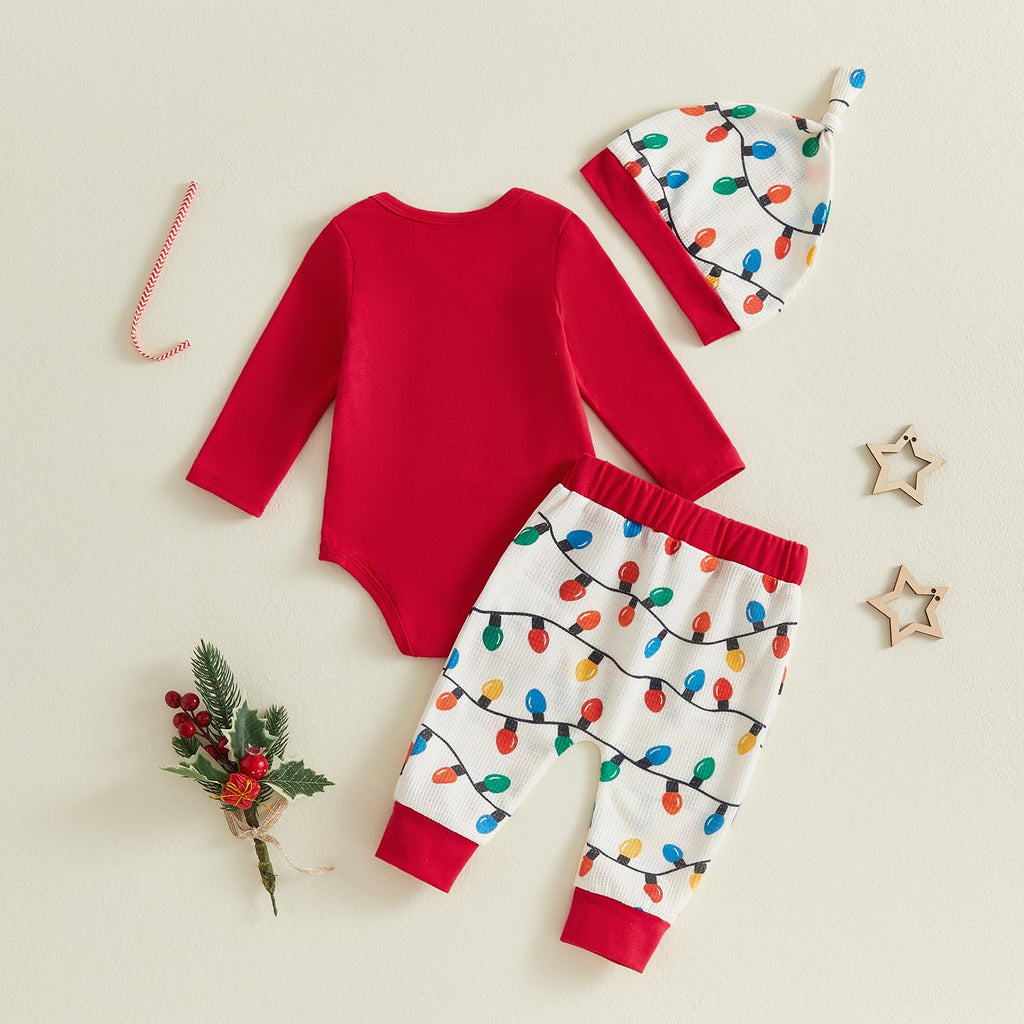 Christmas Baby Boy Outfit Romper Pants Hat M18868