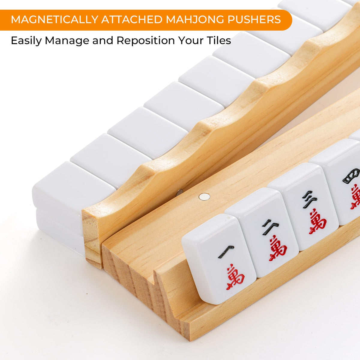 Wooden Mahjong Racks with Magnetic Pushers Set of 4 S8612