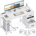51 Inch White Computer Desk with Drawers T832