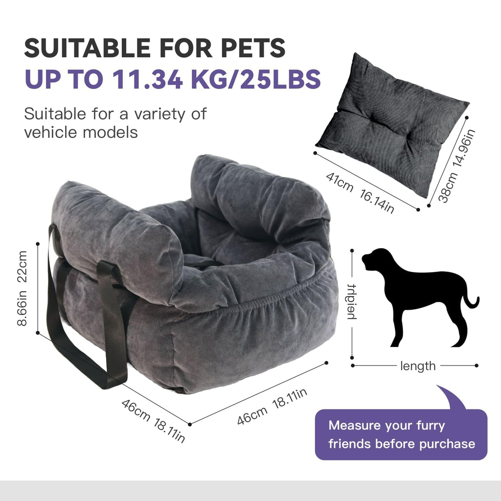 Gray Pet Car Booster Seat for Small Dogs up to 25 lbs F24795