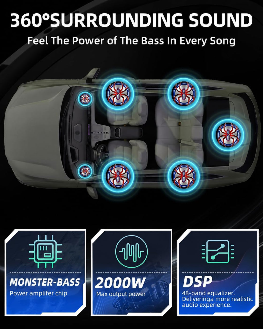 2000W 10 Inch Underseat Car Subwoofer and Amp Package L6633