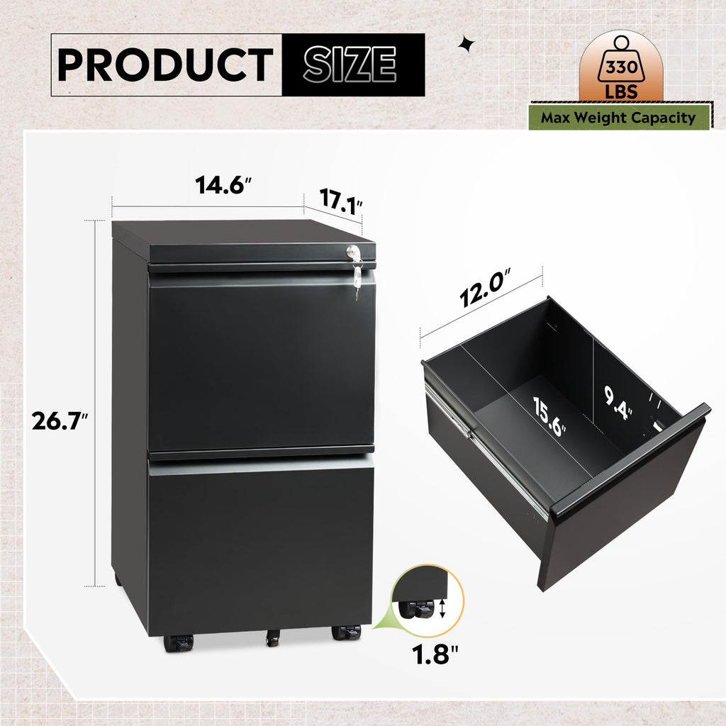 2 Drawer Metal File Cabinet E1204