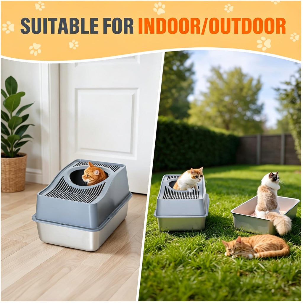 Stainless Steel Top Entry Cat Litter Box P5138