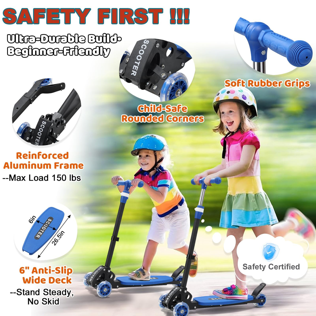 3 Wheel Kids Scooter with LED Light-Up Wheels T70158