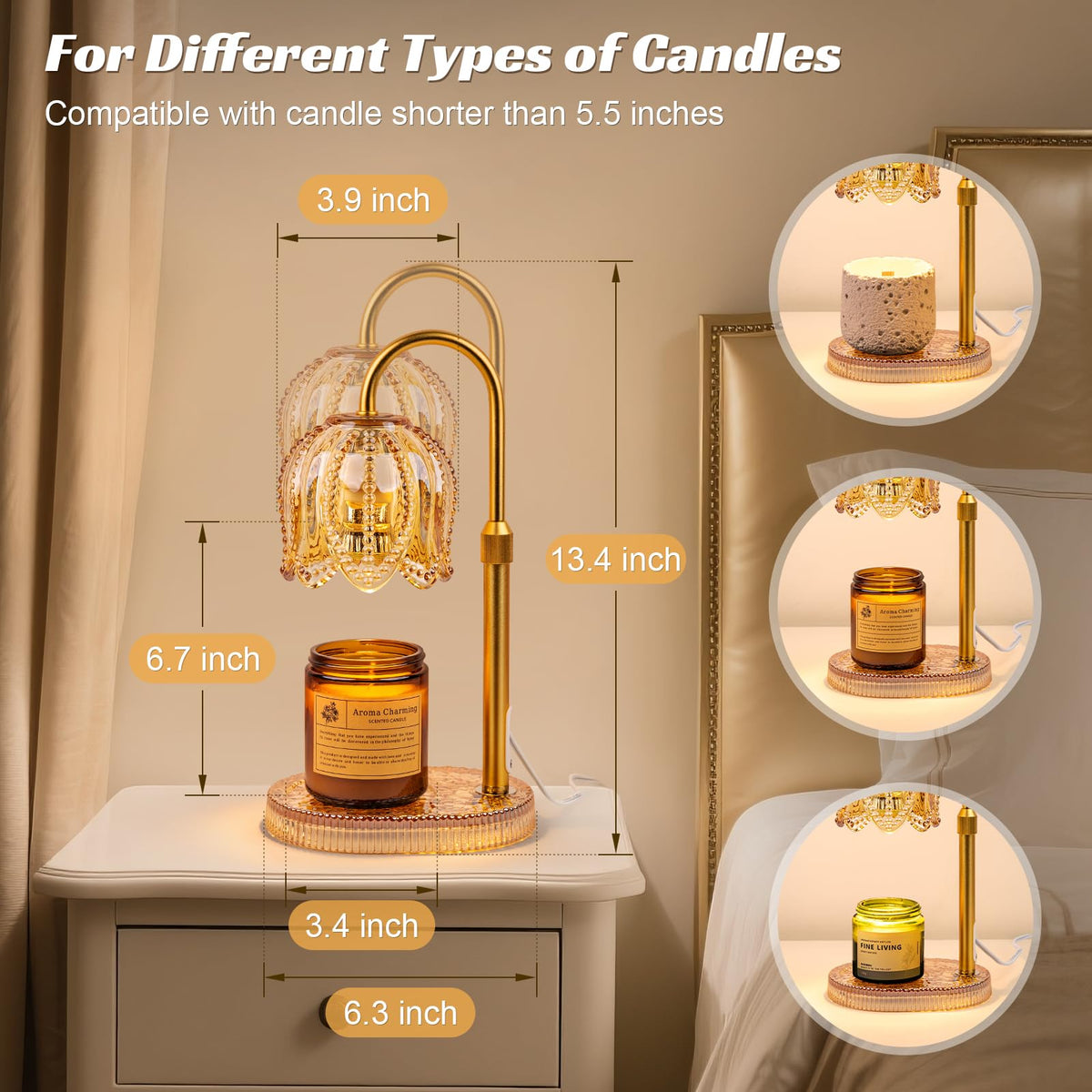 Candle Warmer Lamp with Timer & Dimmable Light X71619