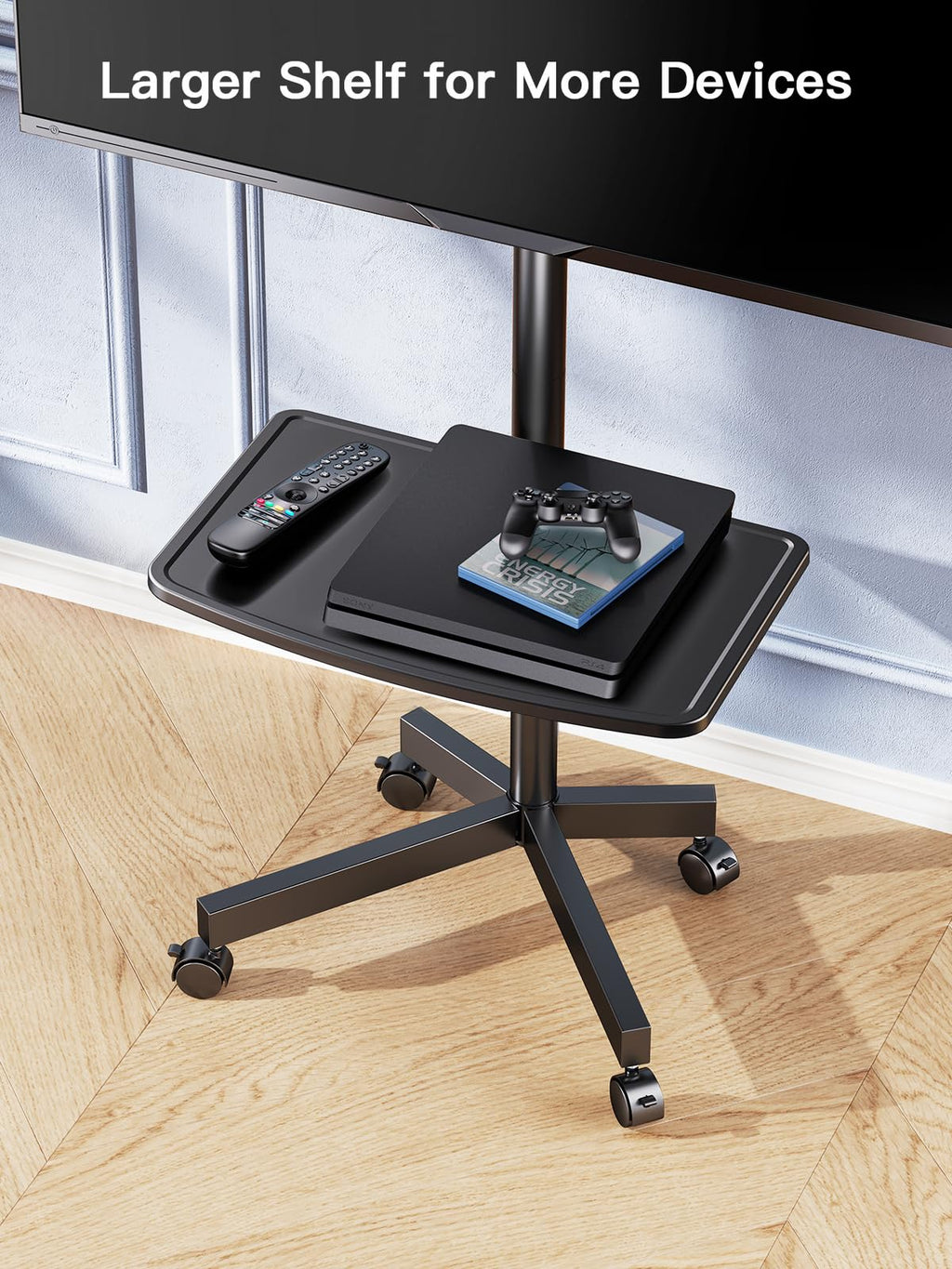 Rolling TV Stand on Wheels for 23-65 Inch TVs, Tilt Mobile TV Cart Holds up to 99 lbs with Adjustable Height Shelf T800