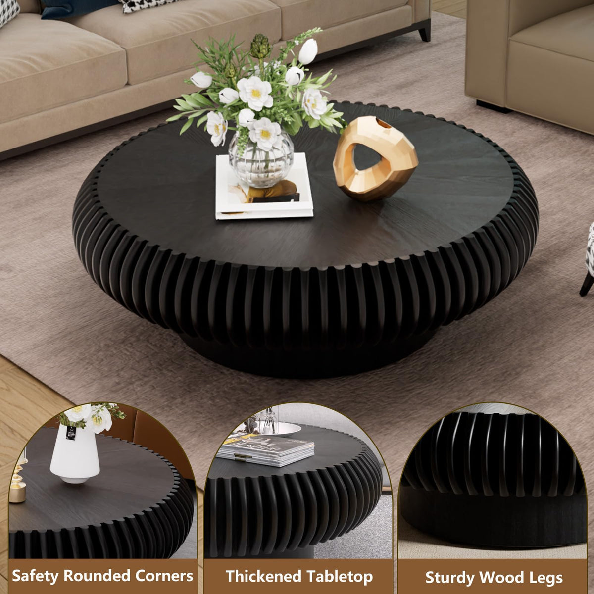 Black Round Coffee Table F88749