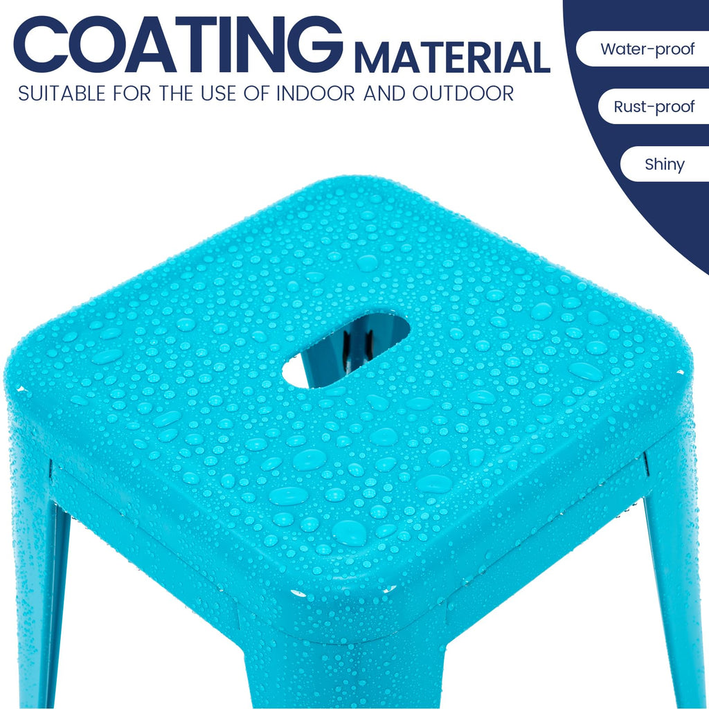 Teal Blue 18 Inch Metal Stools Set of 4 E939