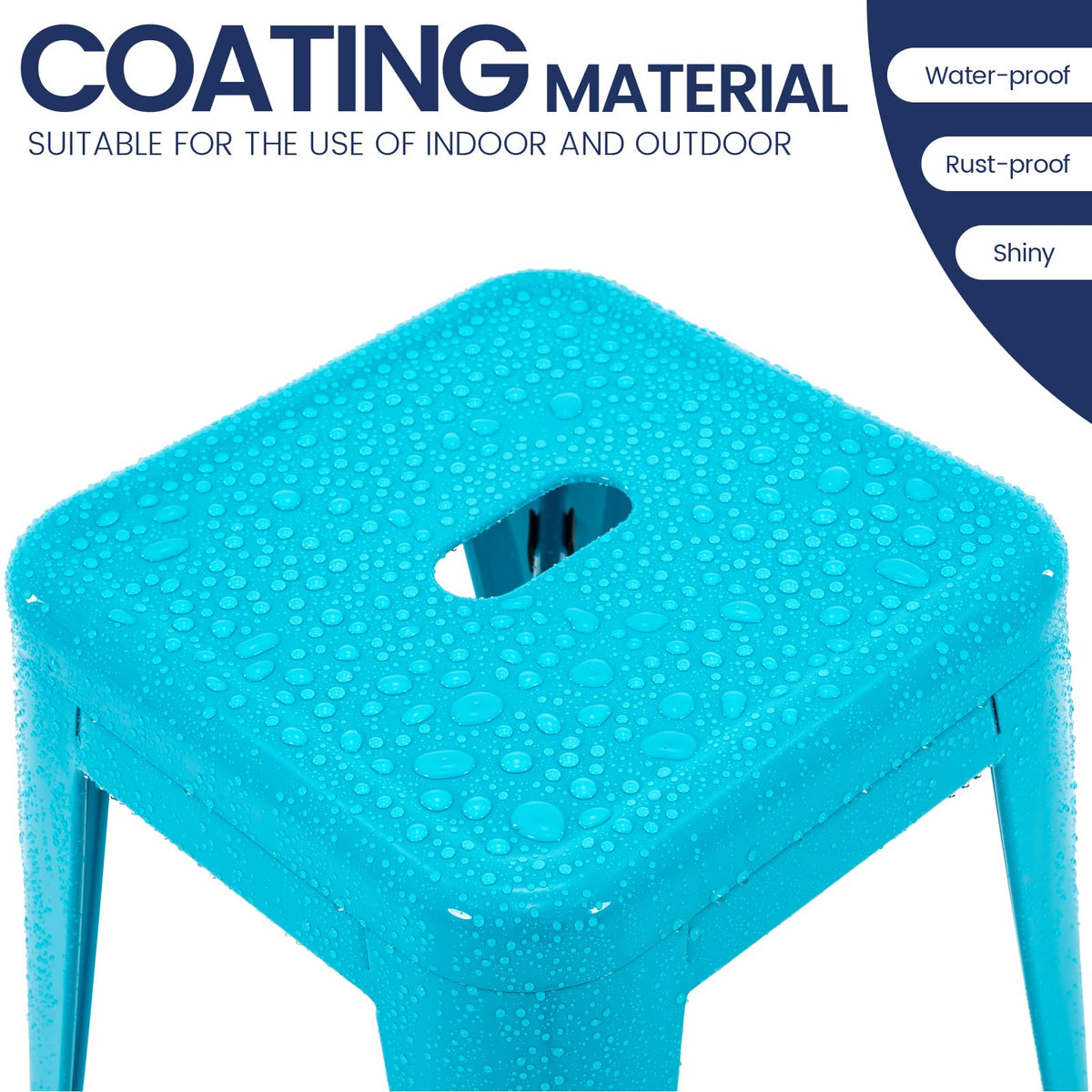 Teal Blue 18 Inch Metal Stools Set of 4 E939