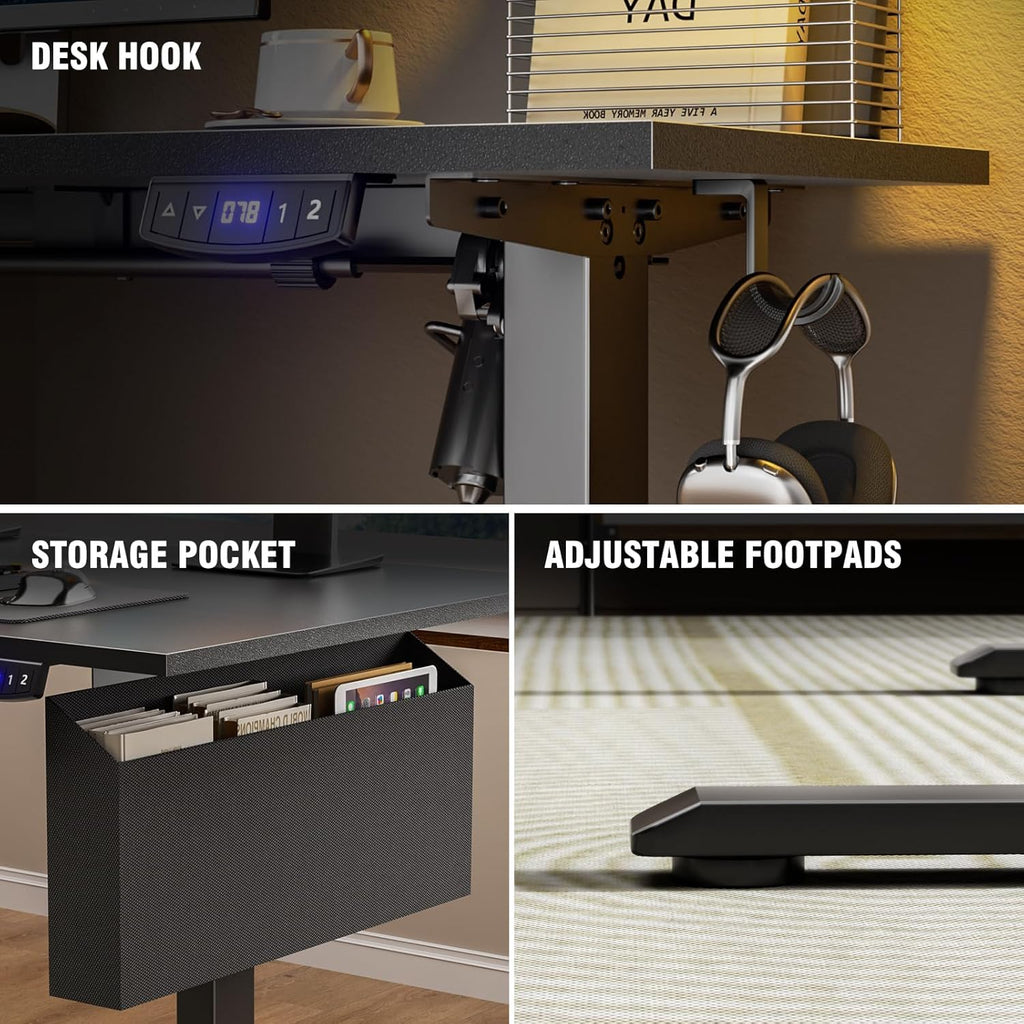 63" L Shaped Height Adjustable Standing Desk U295