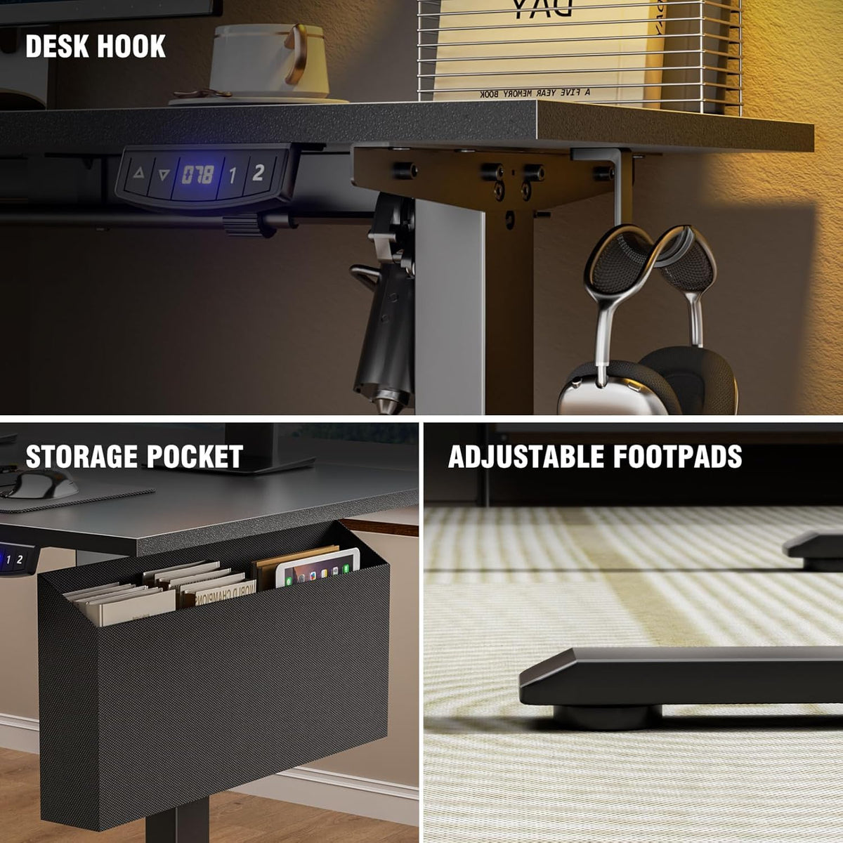 63" L Shaped Height Adjustable Standing Desk U295