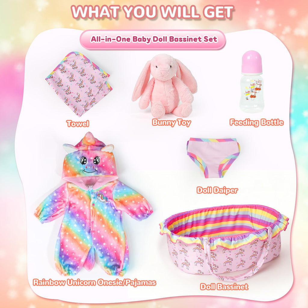 Baby Doll Clothes Outfit Set with Bassinet L36336