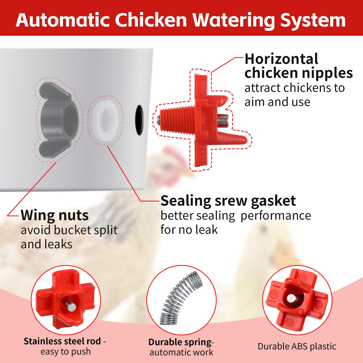 40 Pcs Chicken Waterer Nipples with Drill Bit G241