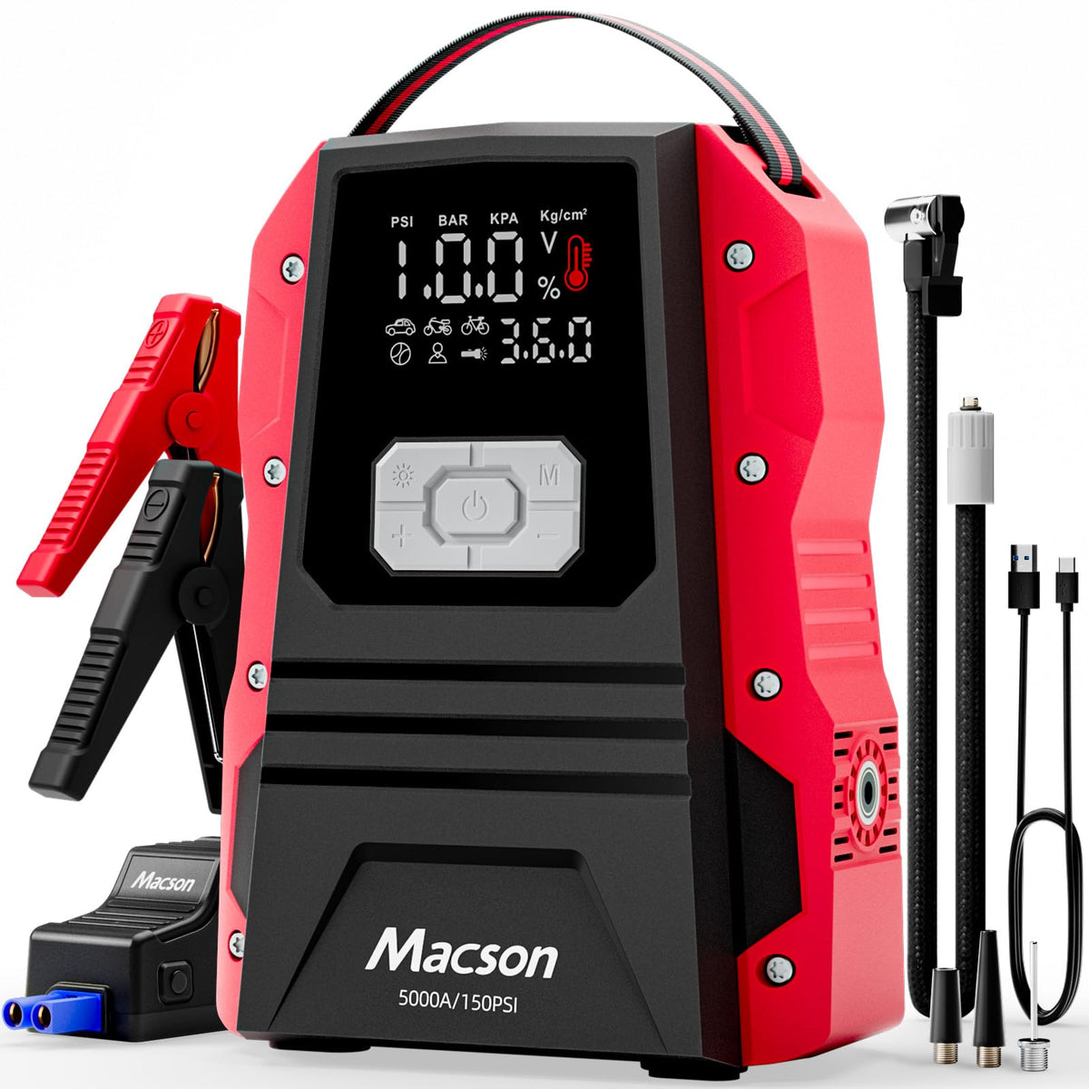 Portable 12V Jump Starter with Air Compressor and 150PSI Tire Inflator S4401