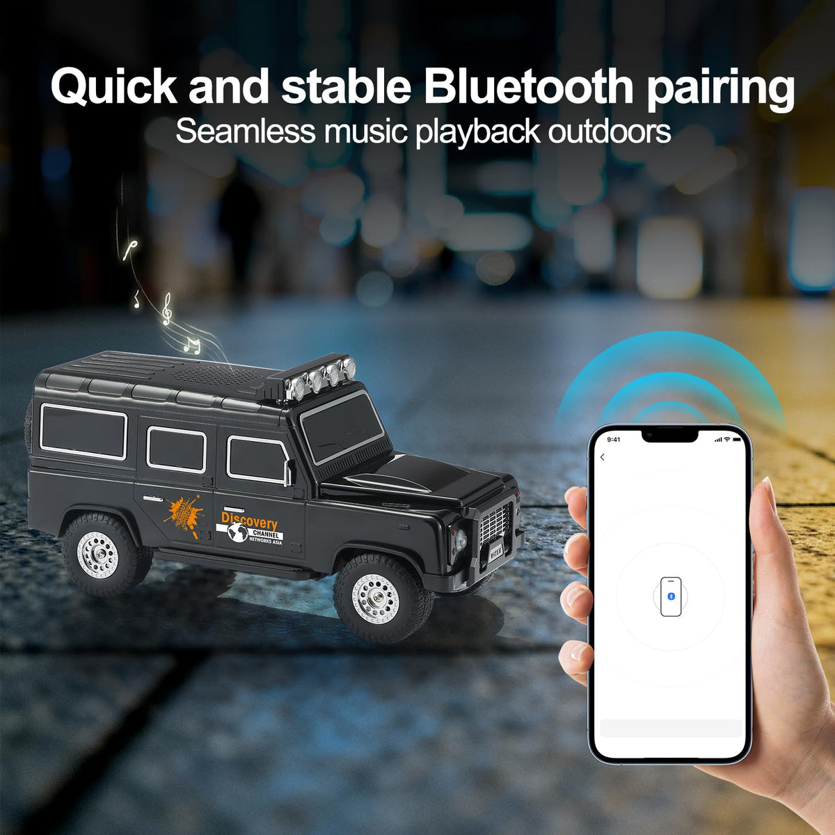 Black Off-Road Bluetooth Speaker with Roof Lights N195