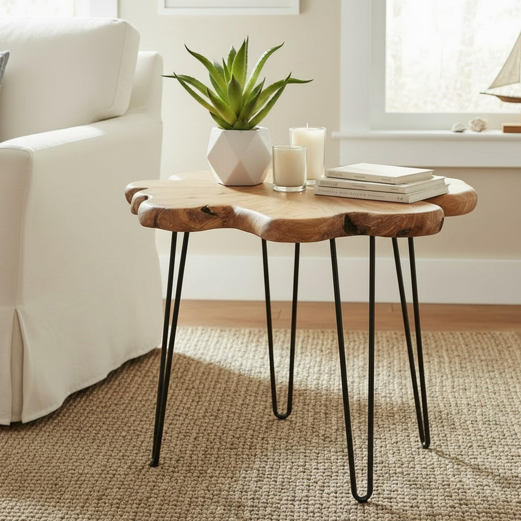 Flower-Shaped Live Edge Cedar Coffee Table Q28921