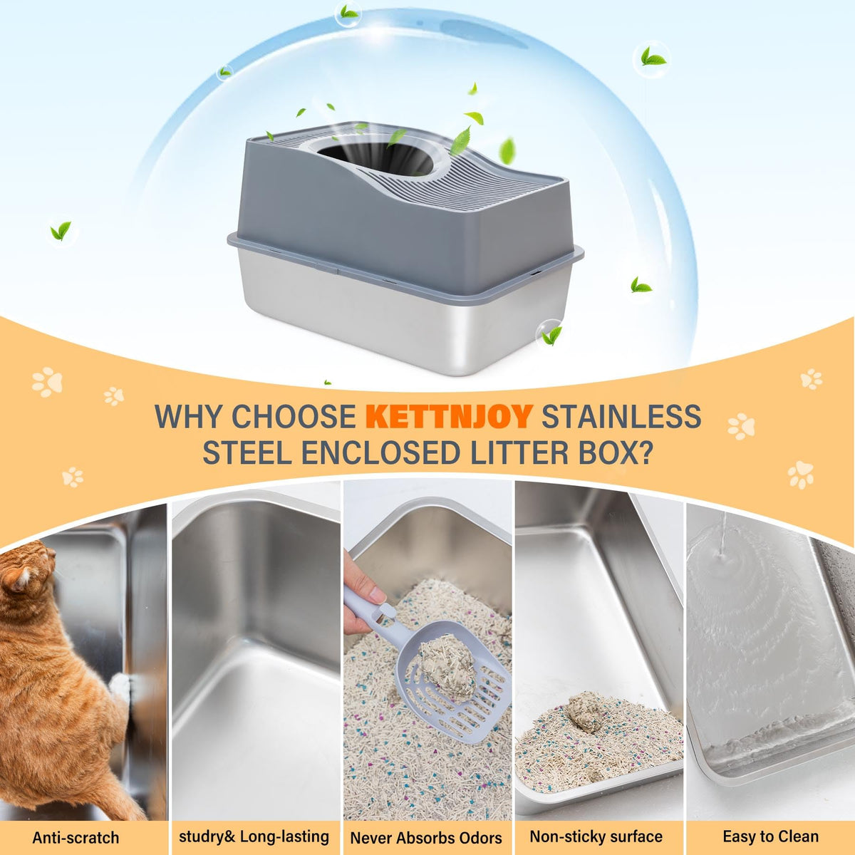 Stainless Steel Top Entry Cat Litter Box P5138