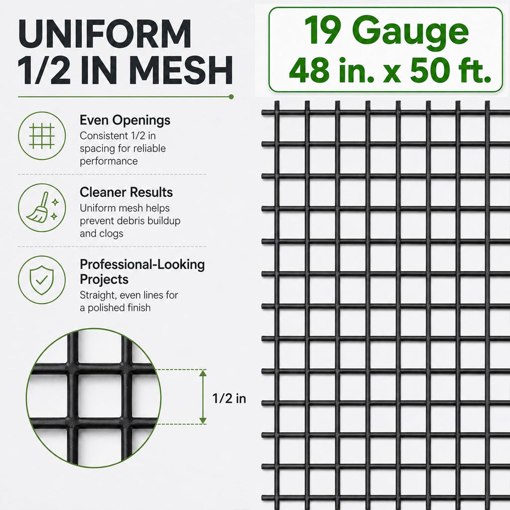 Black 1/2 inch 19 Gauge Wire Mesh Roll F328